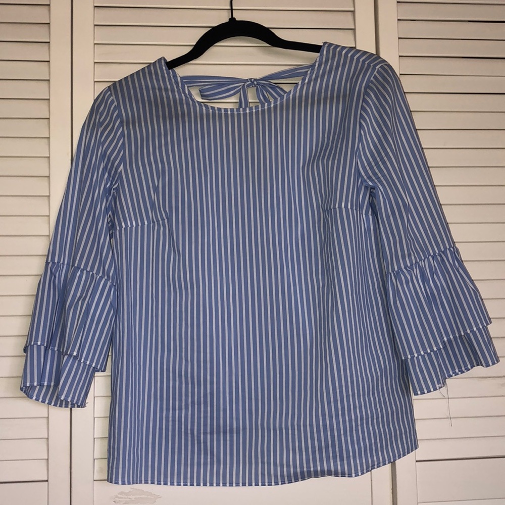 Striped Blouse with Tie on Back